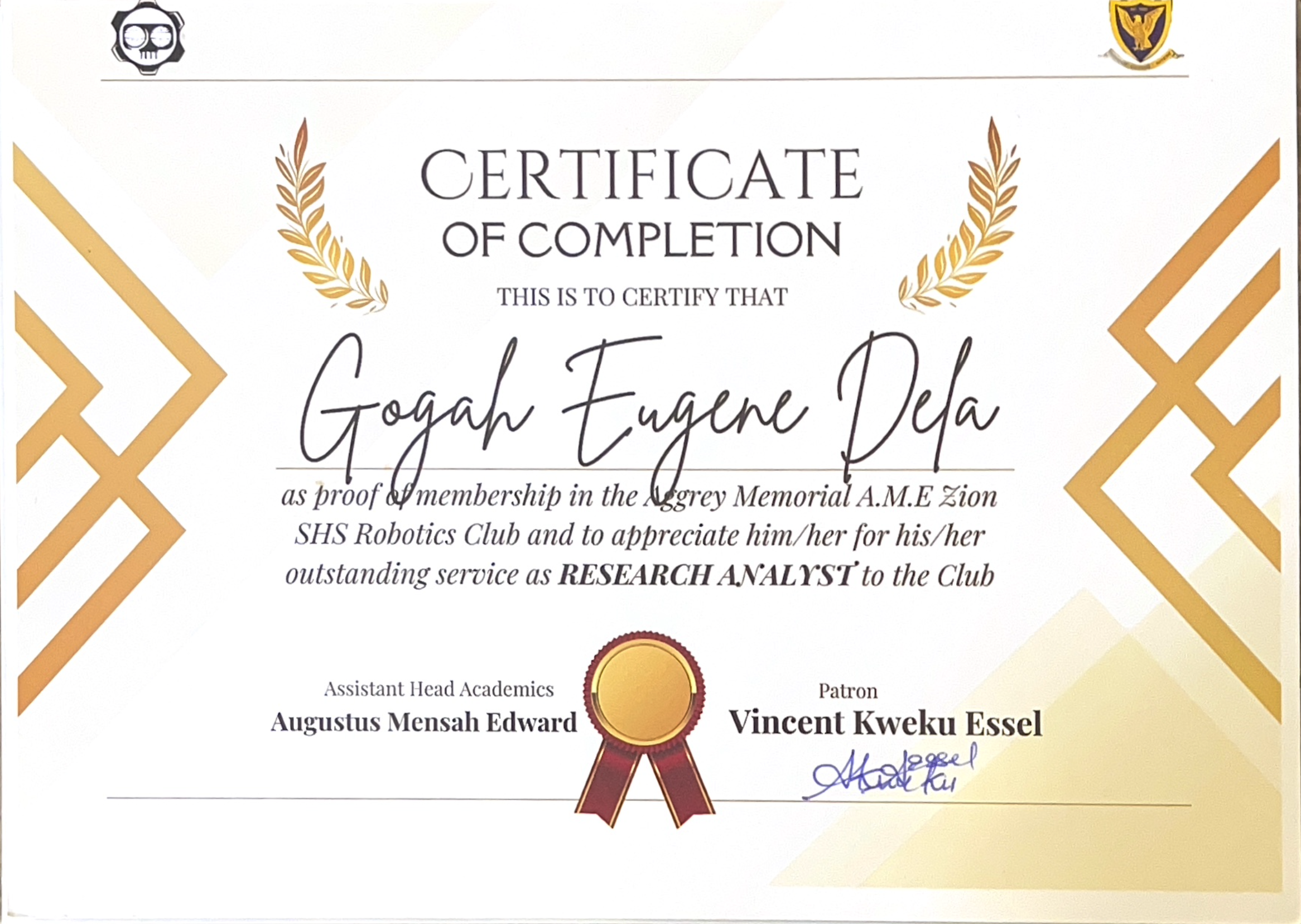 Robotics Research Analyst Certificate